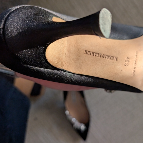 Manolo Blahnik Black Heels with Crystal Accents - Picture 7 of 12